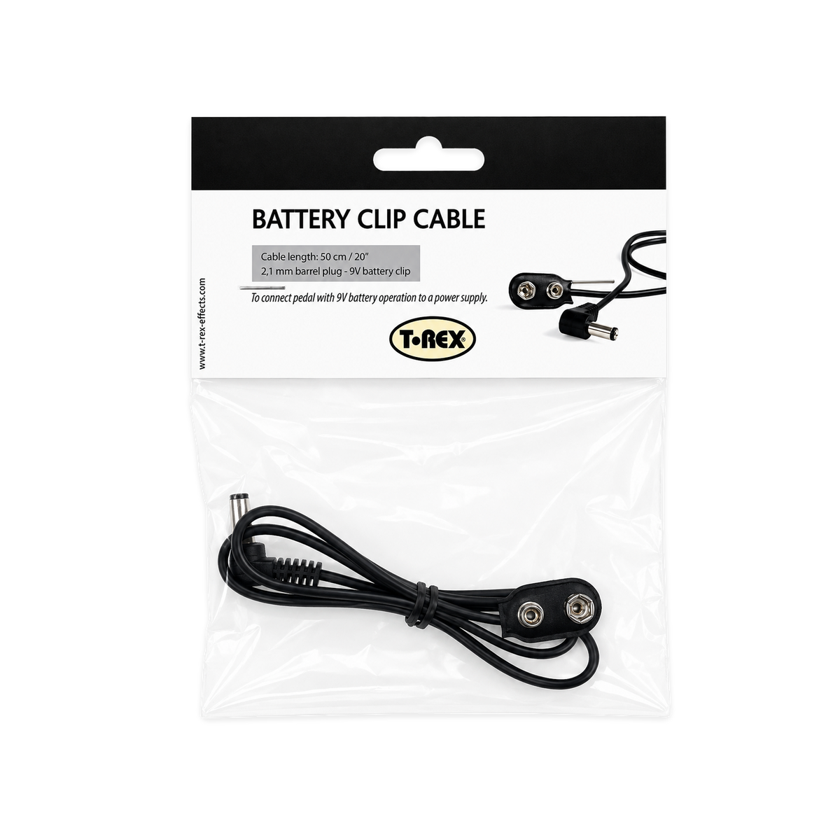 9V Battery Clip Cable — 20 in